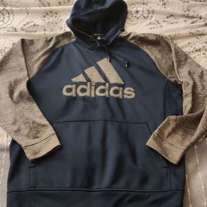Adidas Men's Dark Blue and Gray Hoodie XL